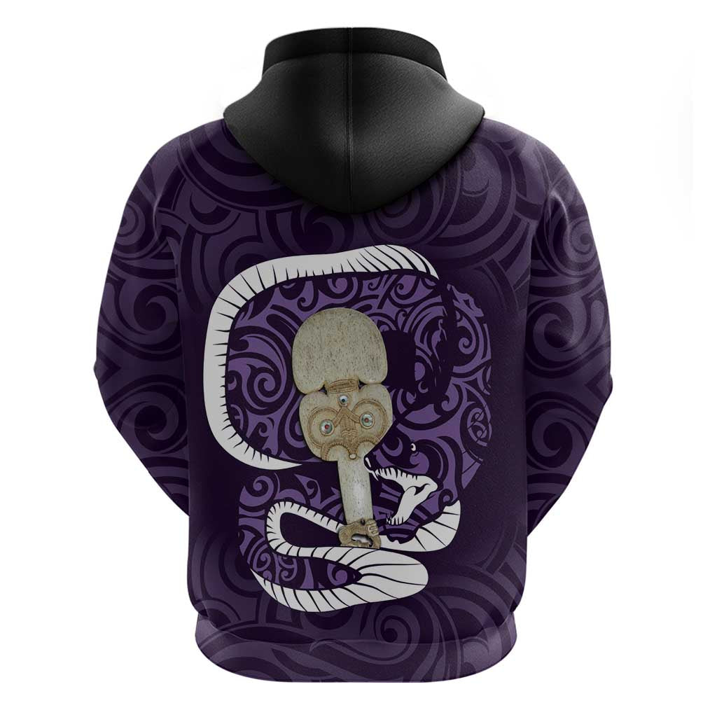 Purple New Zealand Eel Hoodie Aotearoa Maori Tuna With Kotiate Weapon - Vibe Hoodie Shop