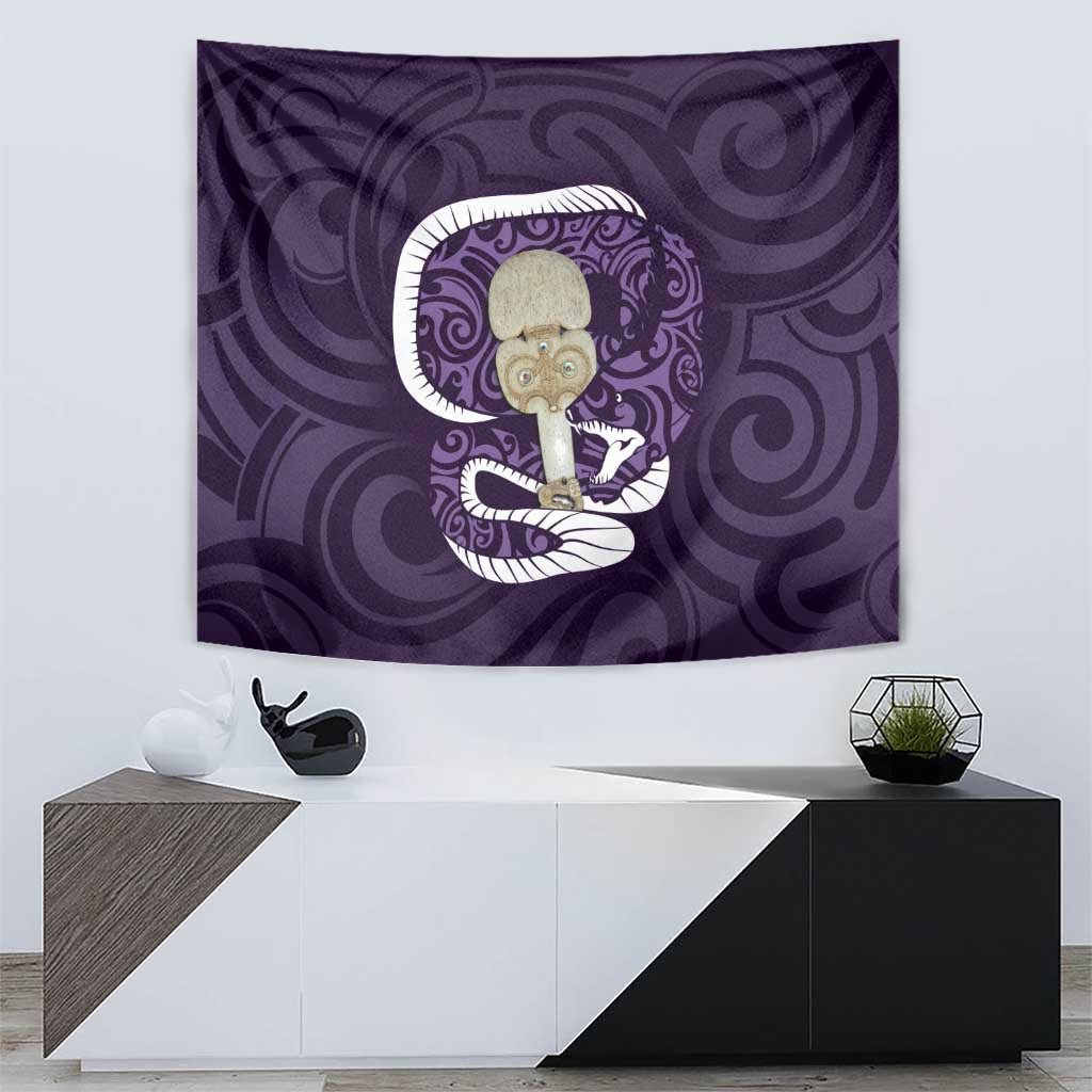 Purple New Zealand Eel Tapestry Aotearoa Maori Tuna With Kotiate Weapon - Vibe Hoodie Shop