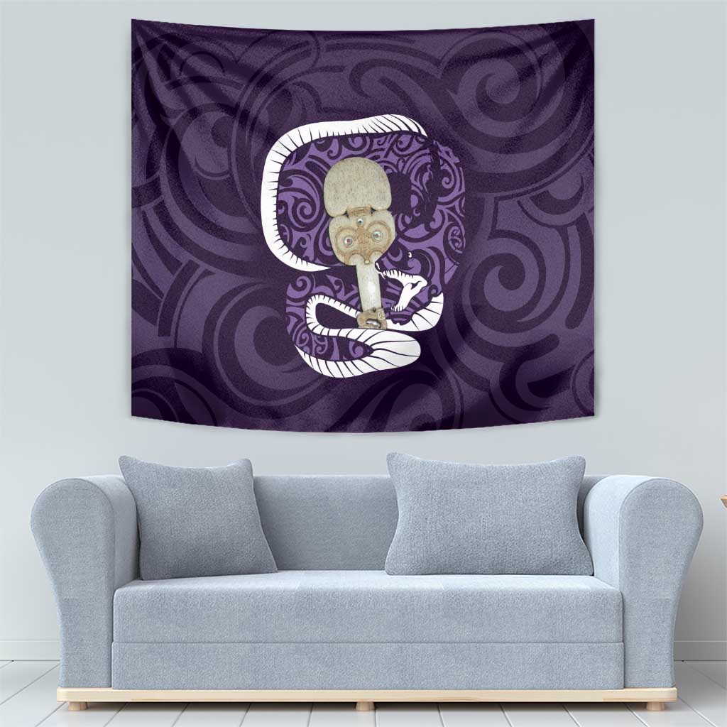 Purple New Zealand Eel Tapestry Aotearoa Maori Tuna With Kotiate Weapon - Vibe Hoodie Shop