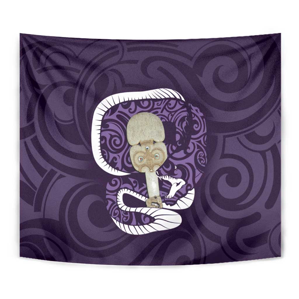 Purple New Zealand Eel Tapestry Aotearoa Maori Tuna With Kotiate Weapon - Vibe Hoodie Shop