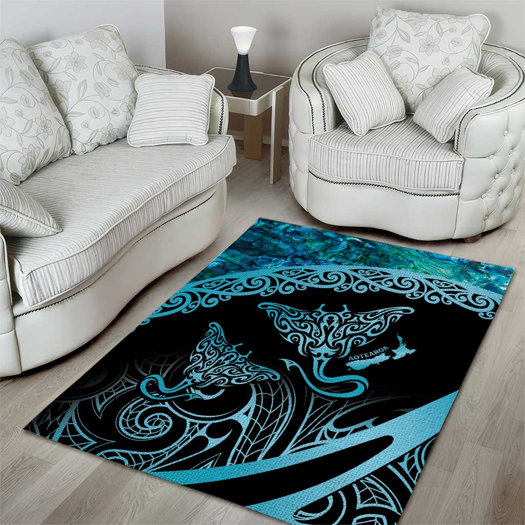 New Zealand Stingray Area Rug Aotearoa Whai With Maori Paua Shell - Vibe Hoodie Shop