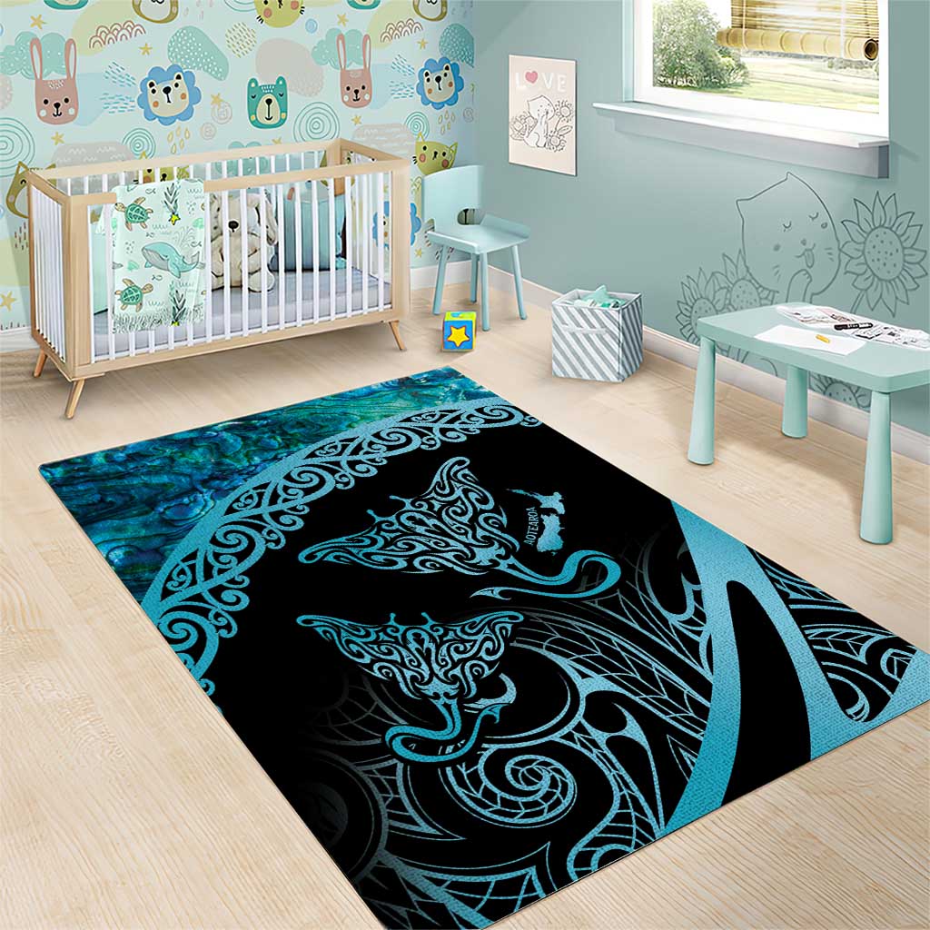 New Zealand Stingray Area Rug Aotearoa Whai With Maori Paua Shell - Vibe Hoodie Shop