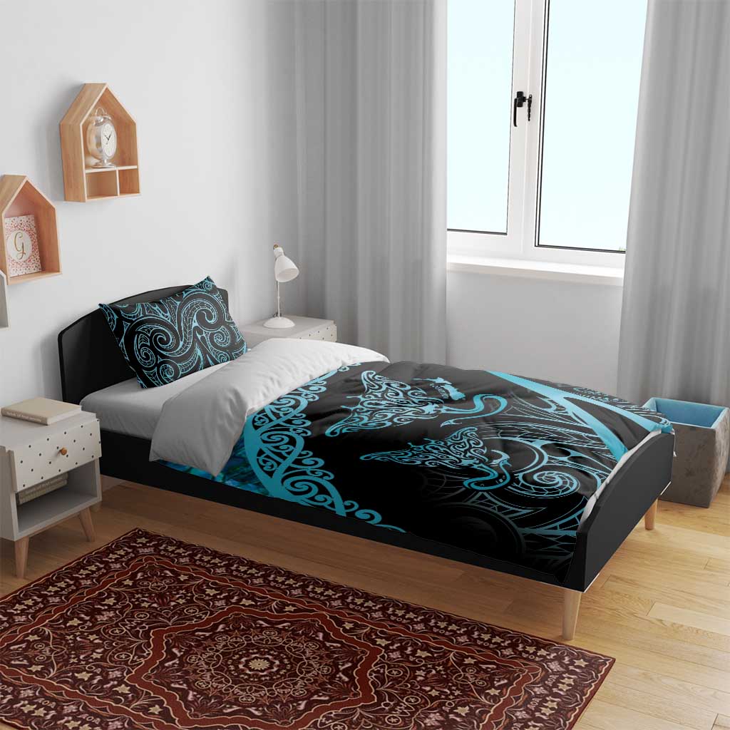 New Zealand Stingray Bedding Set Aotearoa Whai With Maori Paua Shell - Vibe Hoodie Shop