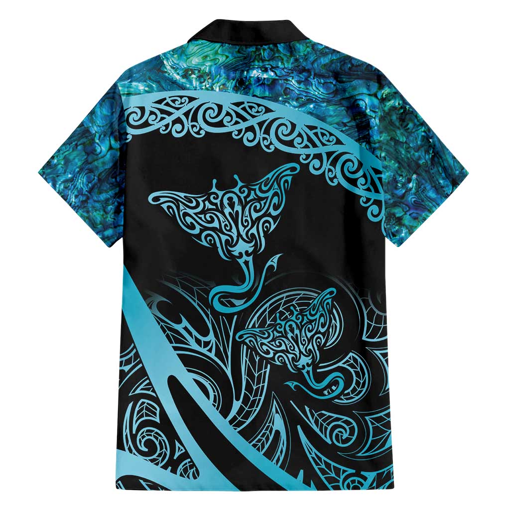 New Zealand Stingray Hawaiian Shirt Aotearoa Whai With Maori Paua Shell - Vibe Hoodie Shop