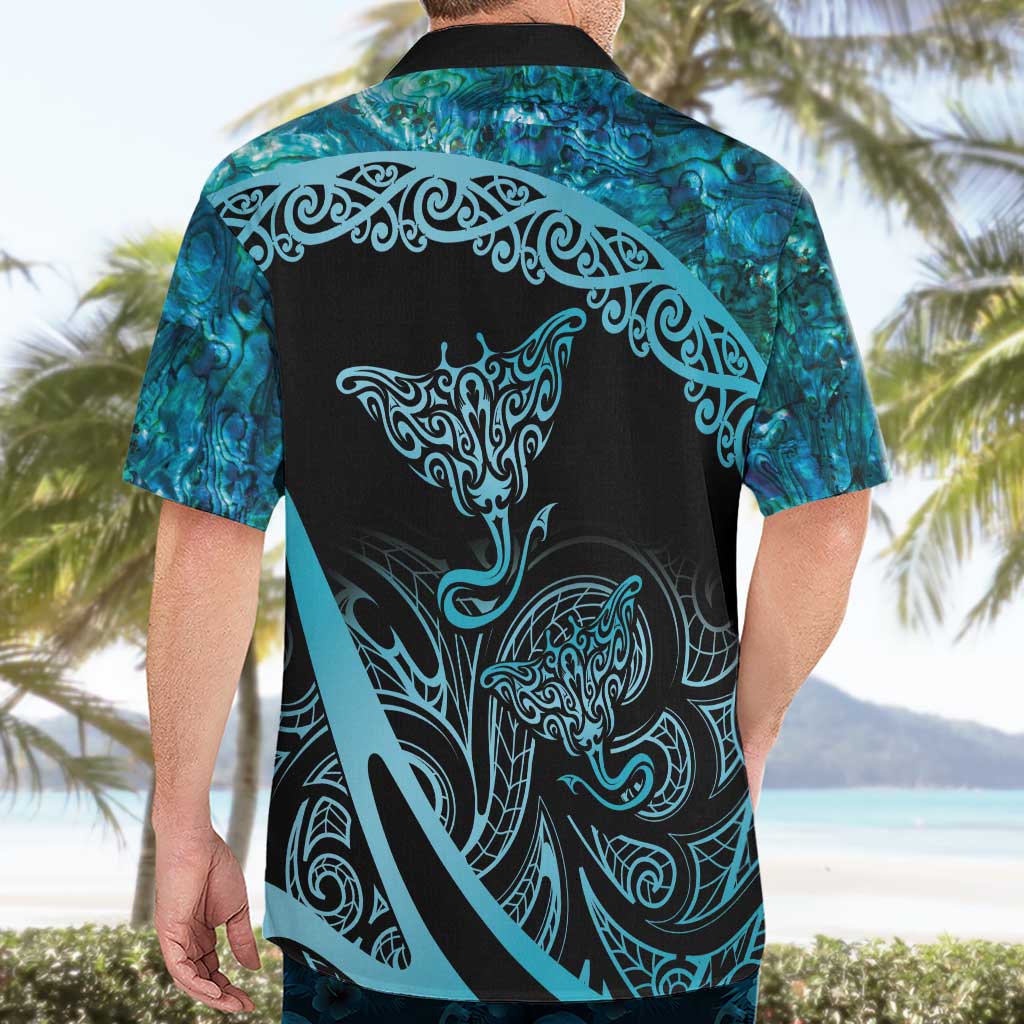 New Zealand Stingray Hawaiian Shirt Aotearoa Whai With Maori Paua Shell - Vibe Hoodie Shop