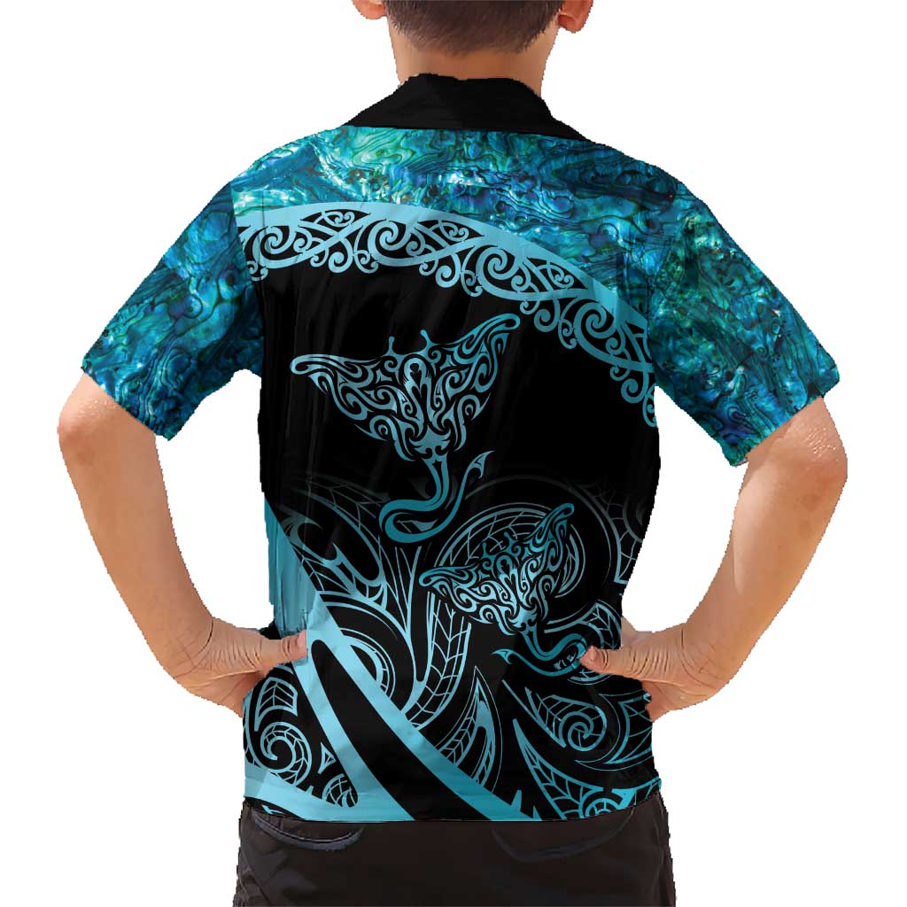 New Zealand Stingray Hawaiian Shirt Aotearoa Whai With Maori Paua Shell - Vibe Hoodie Shop