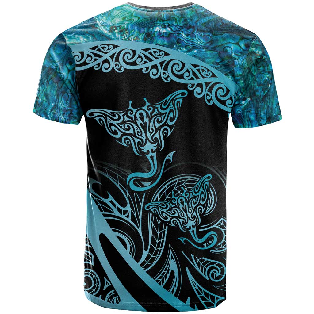 New Zealand Stingray T Shirt Aotearoa Whai With Maori Paua Shell - Vibe Hoodie Shop