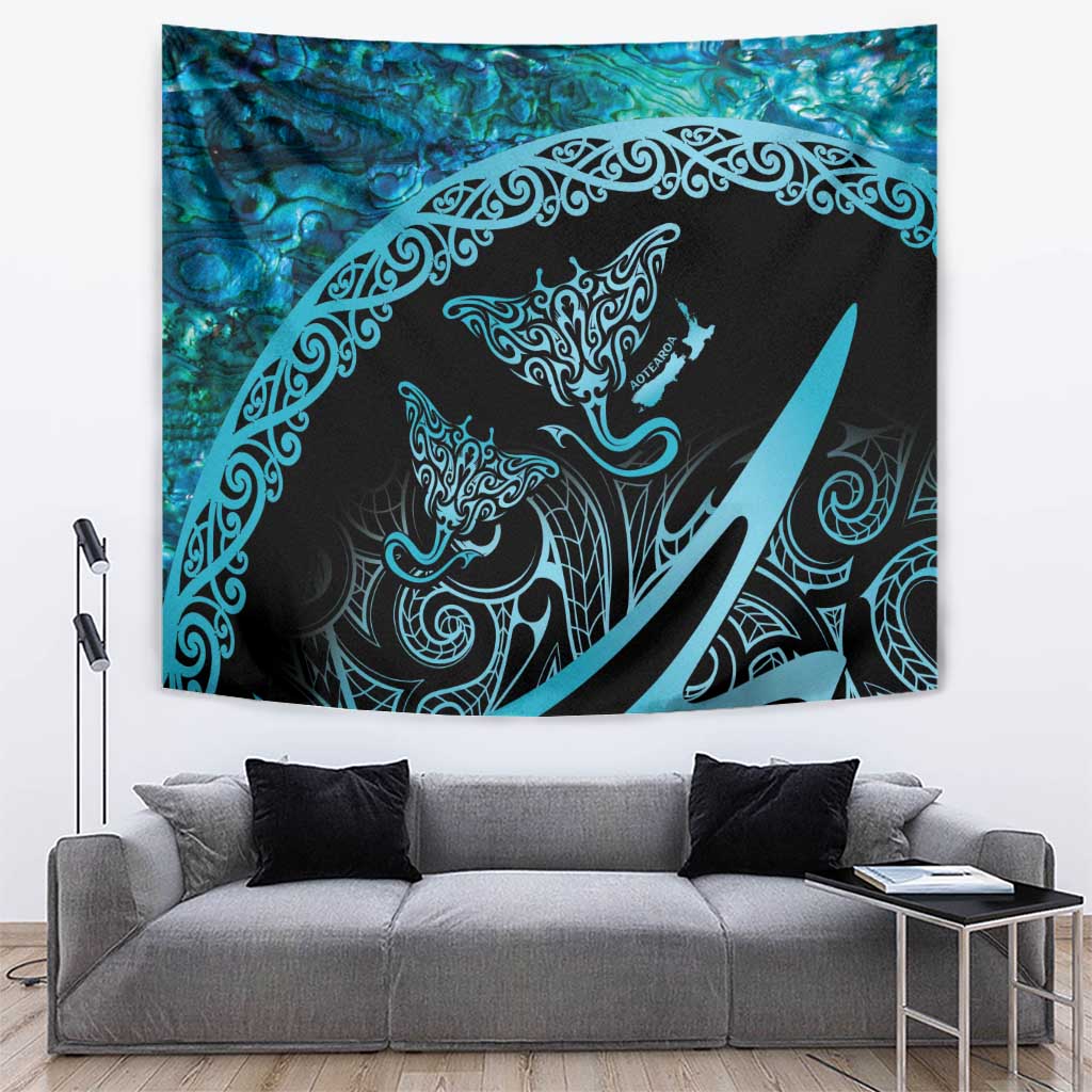 New Zealand Stingray Tapestry Aotearoa Whai With Maori Paua Shell - Vibe Hoodie Shop