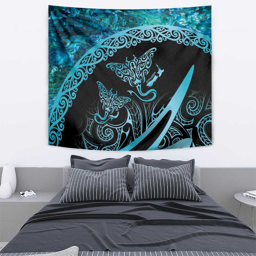 New Zealand Stingray Tapestry Aotearoa Whai With Maori Paua Shell - Vibe Hoodie Shop