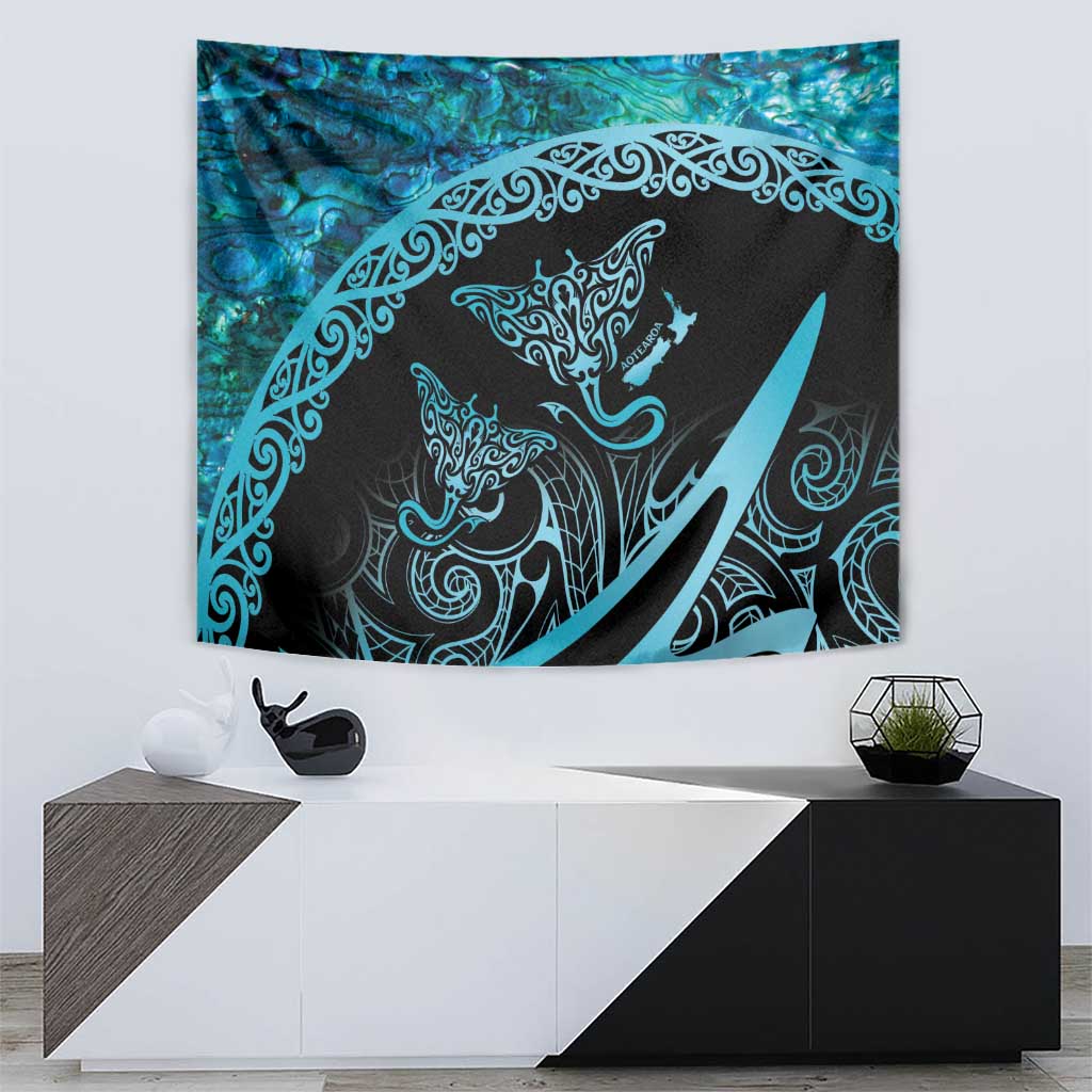 New Zealand Stingray Tapestry Aotearoa Whai With Maori Paua Shell - Vibe Hoodie Shop