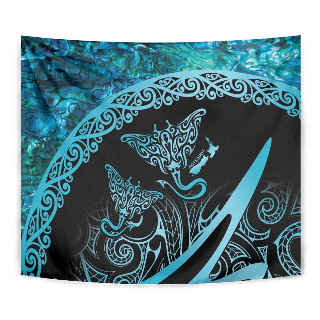 New Zealand Stingray Tapestry Aotearoa Whai With Maori Paua Shell - Vibe Hoodie Shop