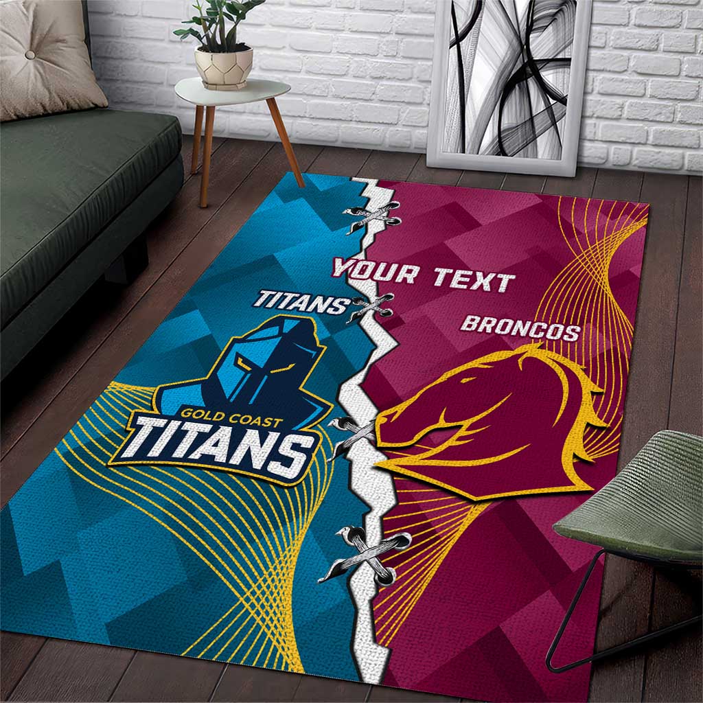 Custom Broncos And Titans Rugby 2024 Area Rug Dynamic Style - Vibe Hoodie Shop