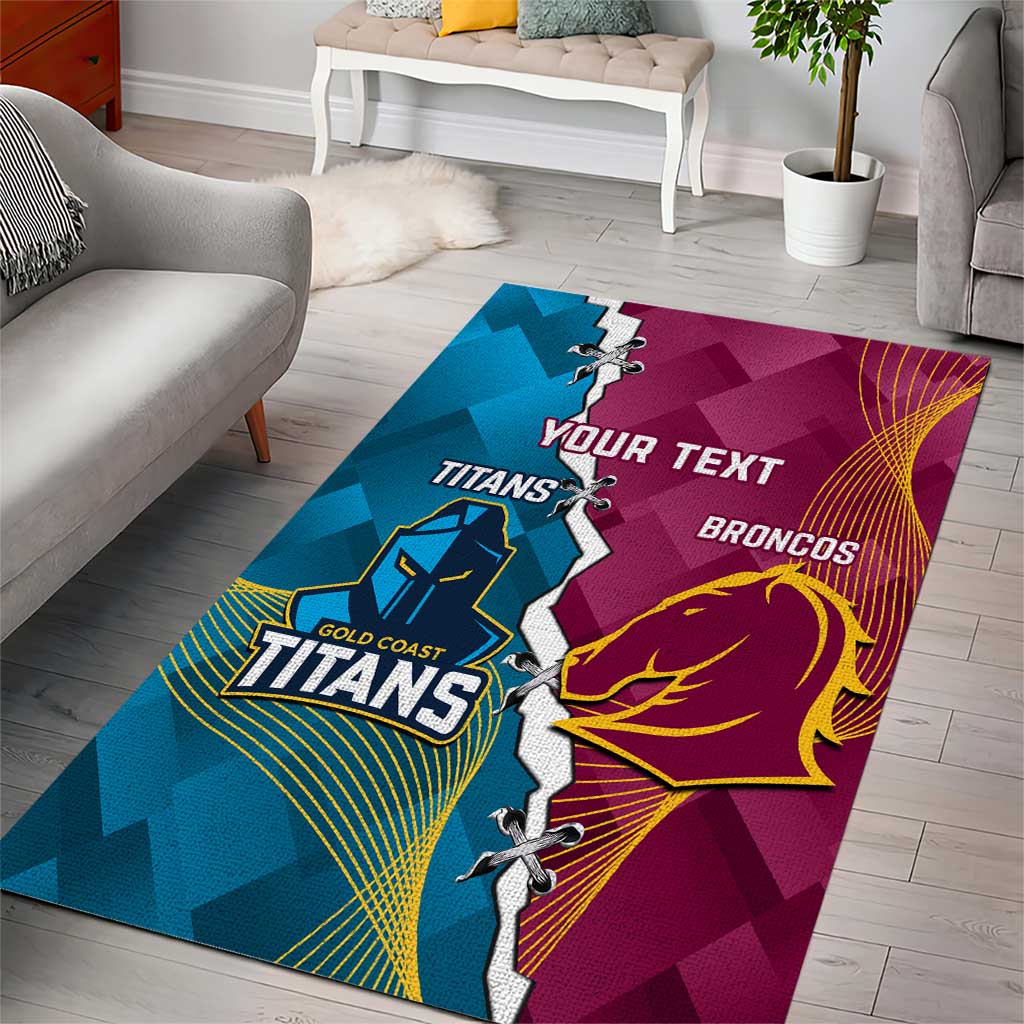 Custom Broncos And Titans Rugby 2024 Area Rug Dynamic Style - Vibe Hoodie Shop