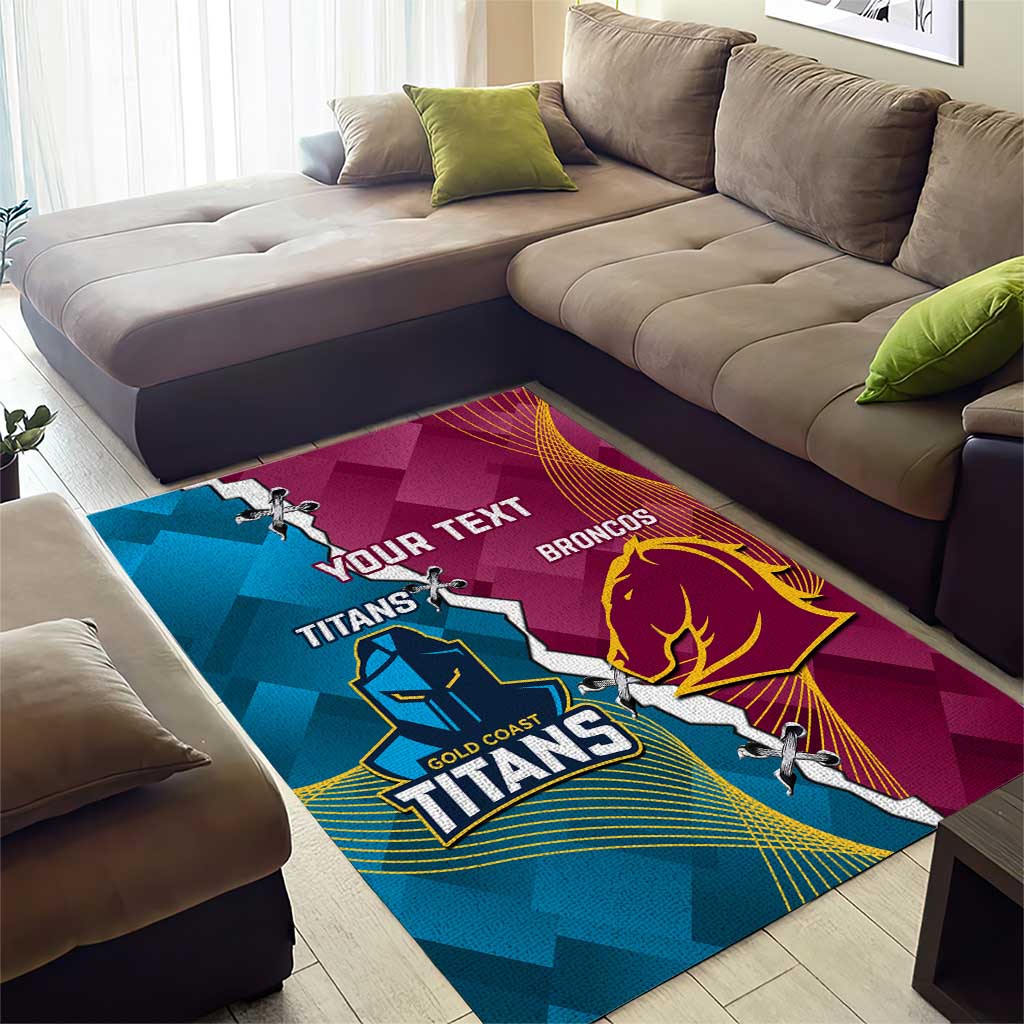 Custom Broncos And Titans Rugby 2024 Area Rug Dynamic Style - Vibe Hoodie Shop