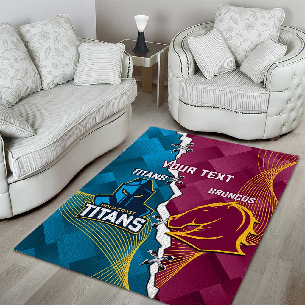 Custom Broncos And Titans Rugby 2024 Area Rug Dynamic Style - Vibe Hoodie Shop