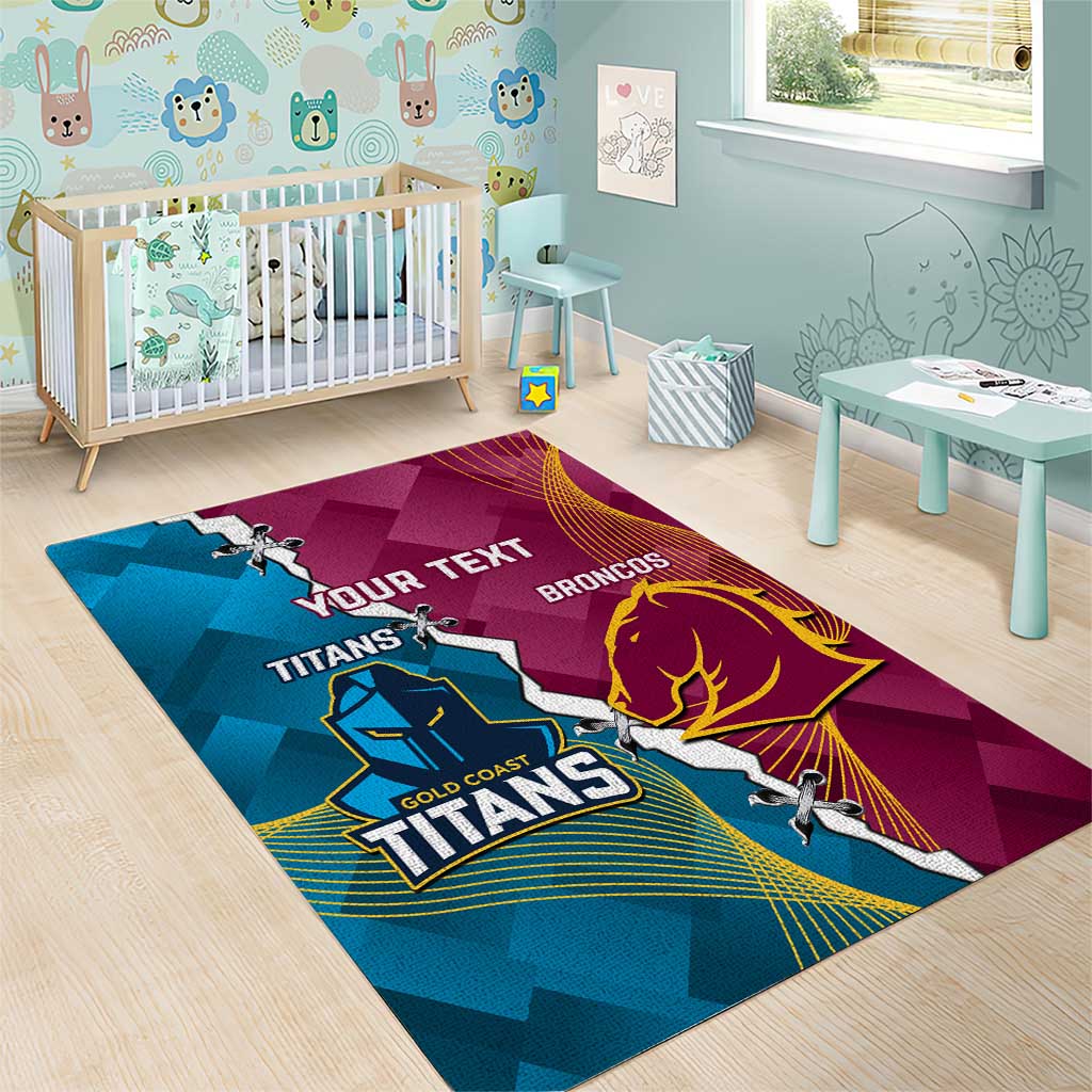 Custom Broncos And Titans Rugby 2024 Area Rug Dynamic Style - Vibe Hoodie Shop