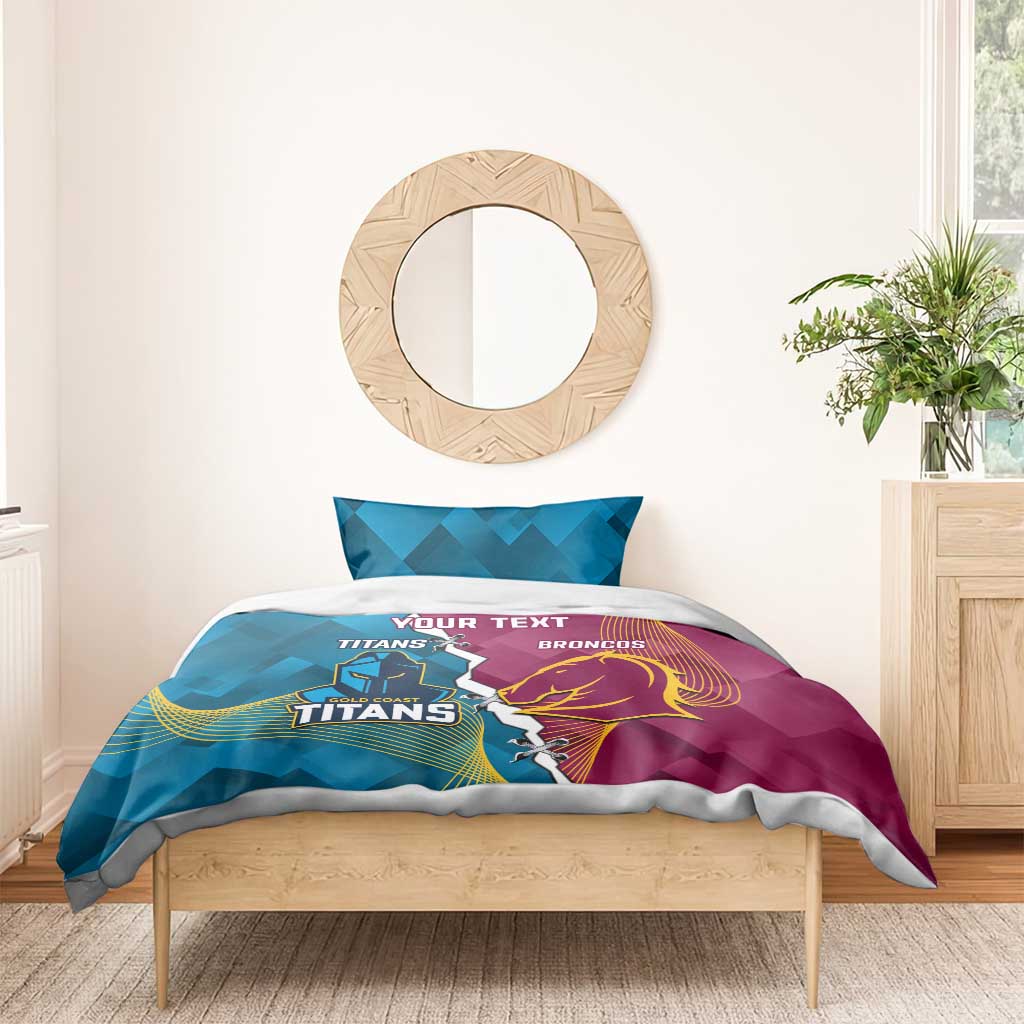 Custom Broncos And Titans Rugby 2024 Bedding Set Dynamic Style - Vibe Hoodie Shop