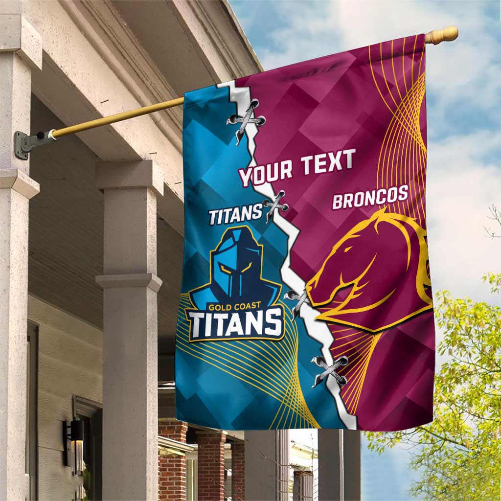 Custom Broncos And Titans Rugby 2024 Garden Flag Dynamic Style - Vibe Hoodie Shop