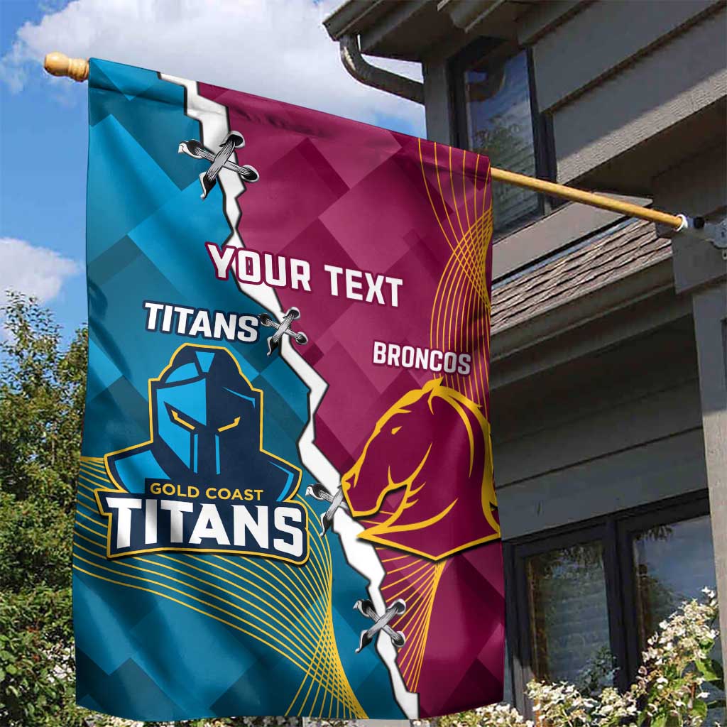 Custom Broncos And Titans Rugby 2024 Garden Flag Dynamic Style - Vibe Hoodie Shop