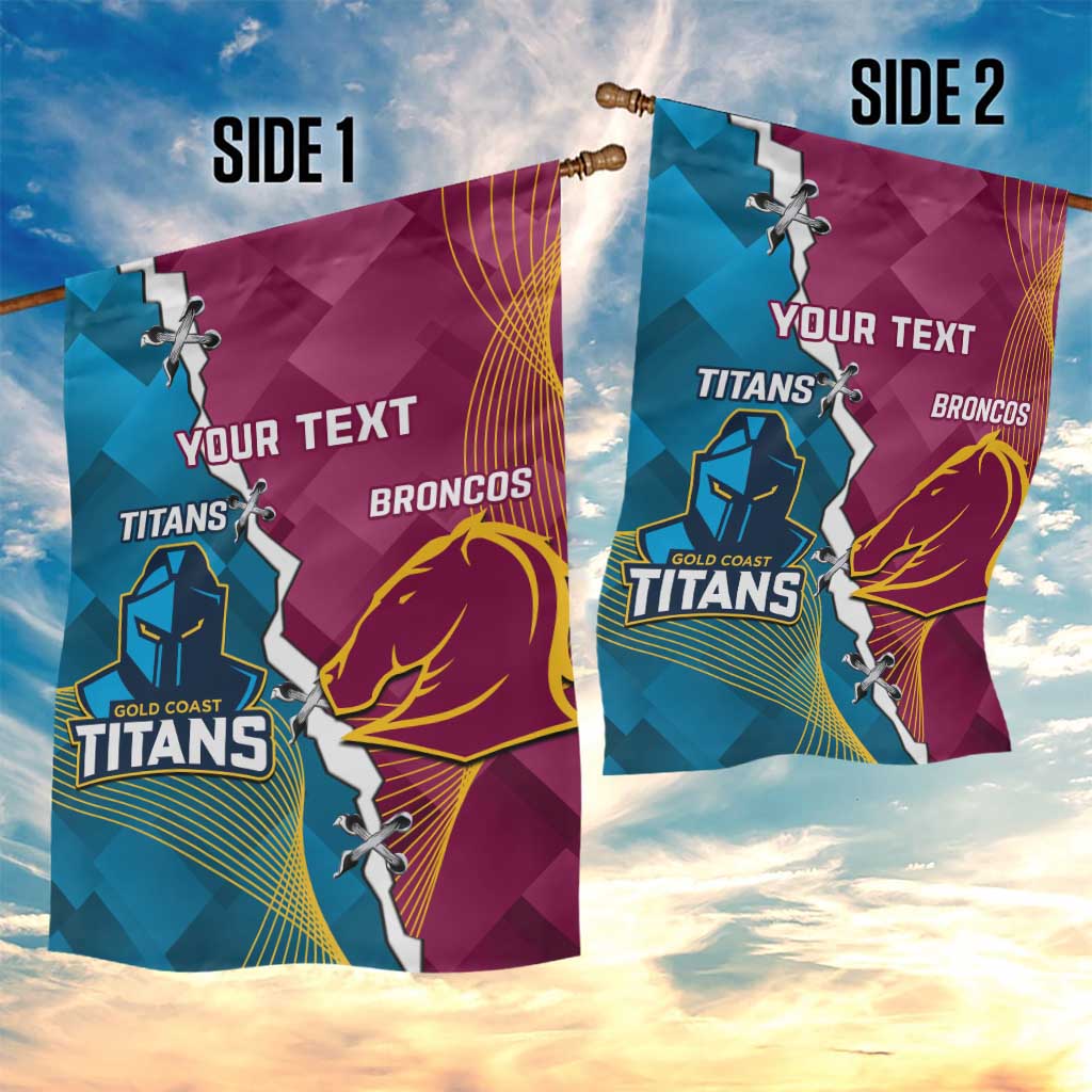 Custom Broncos And Titans Rugby 2024 Garden Flag Dynamic Style - Vibe Hoodie Shop