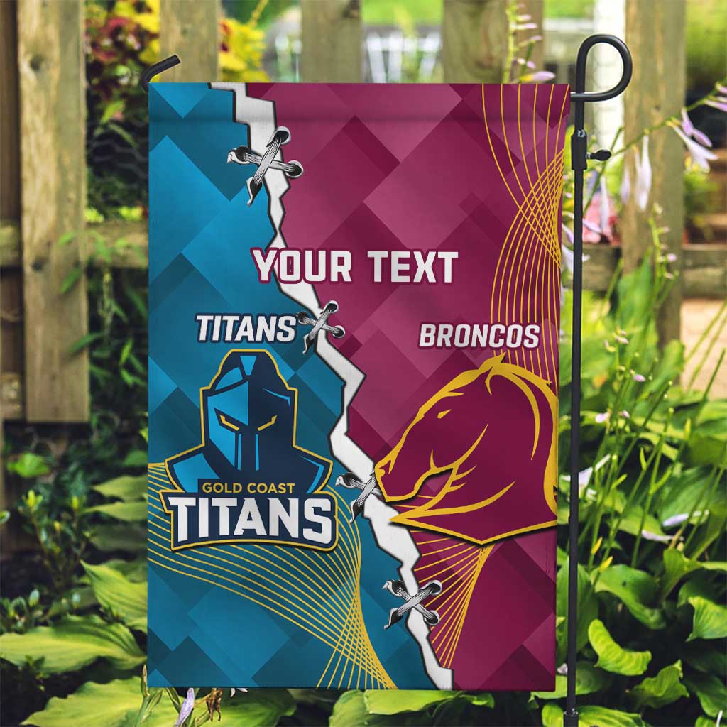 Custom Broncos And Titans Rugby 2024 Garden Flag Dynamic Style - Vibe Hoodie Shop