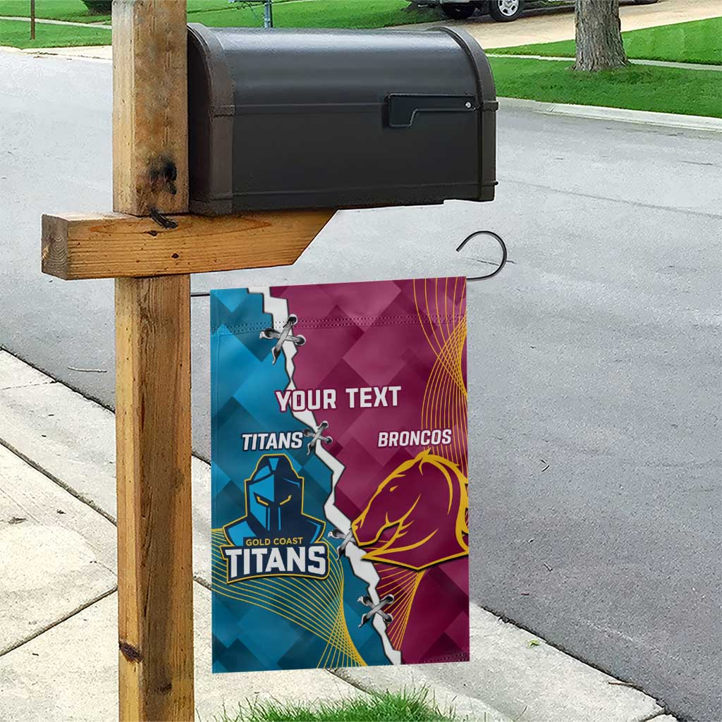 Custom Broncos And Titans Rugby 2024 Garden Flag Dynamic Style - Vibe Hoodie Shop