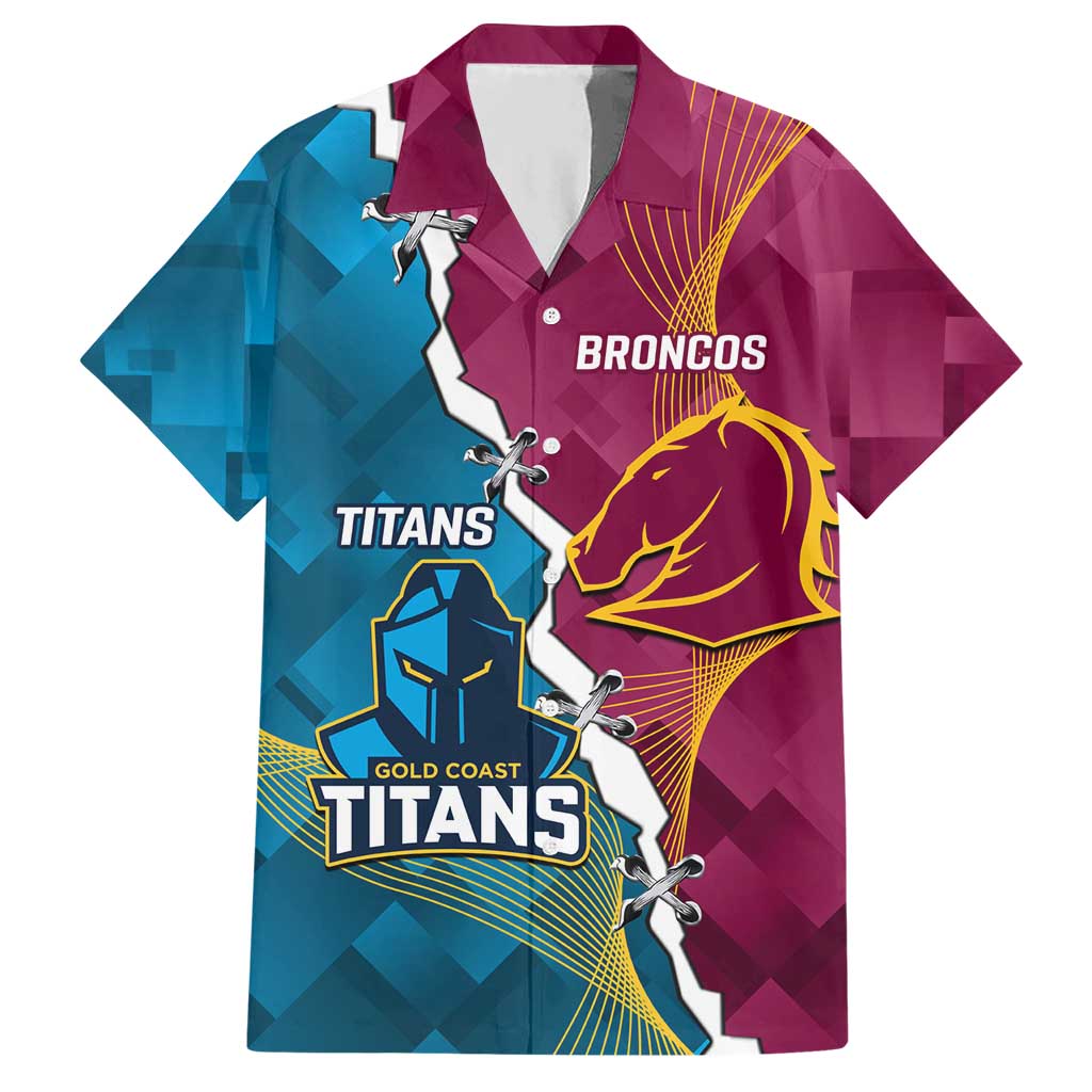 Custom Broncos And Titans Rugby 2024 Hawaiian Shirt Dynamic Style - Vibe Hoodie Shop