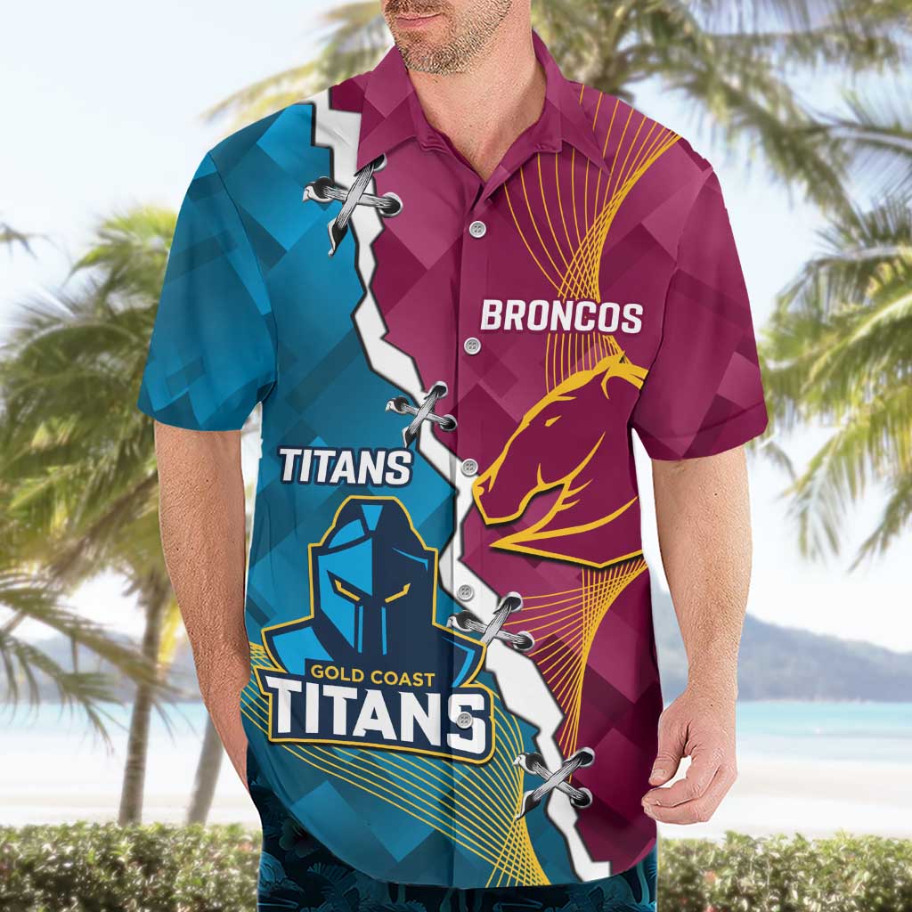 Custom Broncos And Titans Rugby 2024 Hawaiian Shirt Dynamic Style - Vibe Hoodie Shop