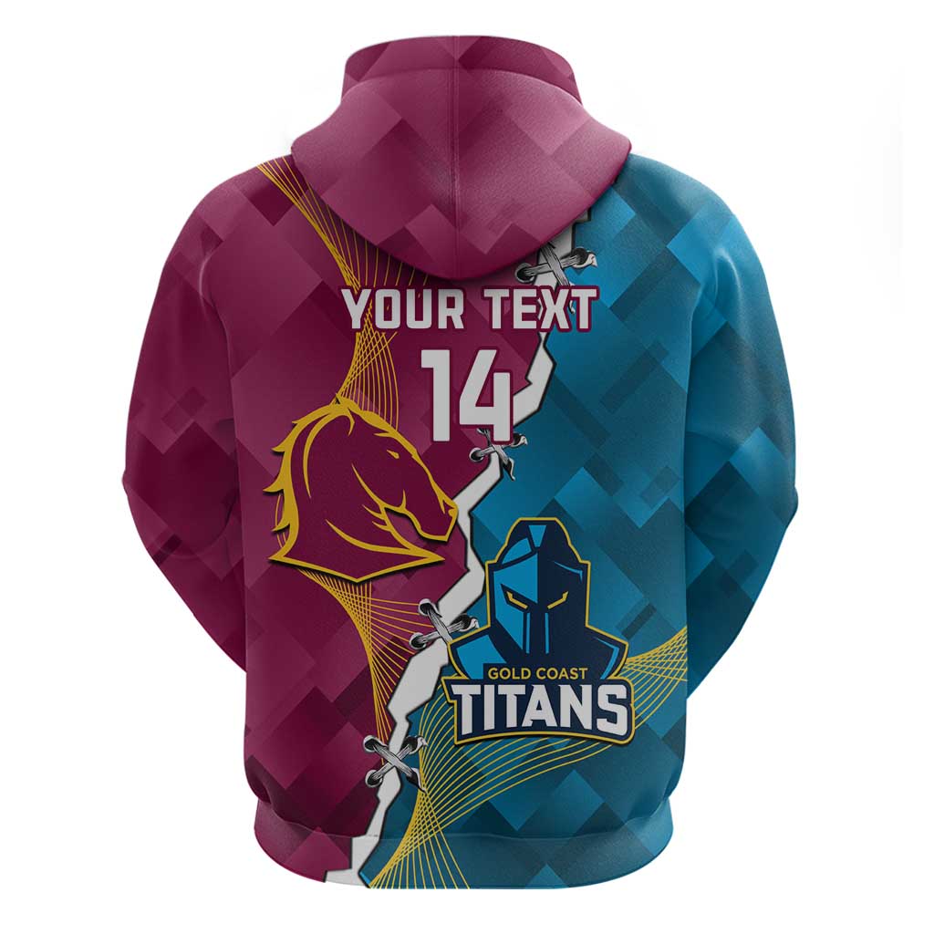 Custom Broncos And Titans Rugby 2024 Hoodie Dynamic Style - Vibe Hoodie Shop