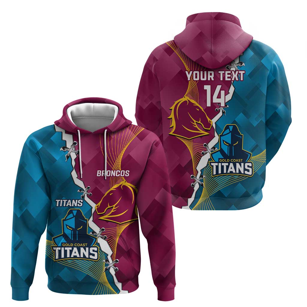 Custom Broncos And Titans Rugby 2024 Hoodie Dynamic Style - Vibe Hoodie Shop