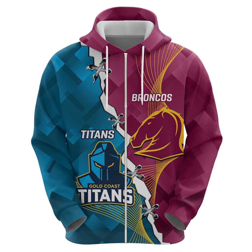 Custom Broncos And Titans Rugby 2024 Hoodie Dynamic Style - Vibe Hoodie Shop