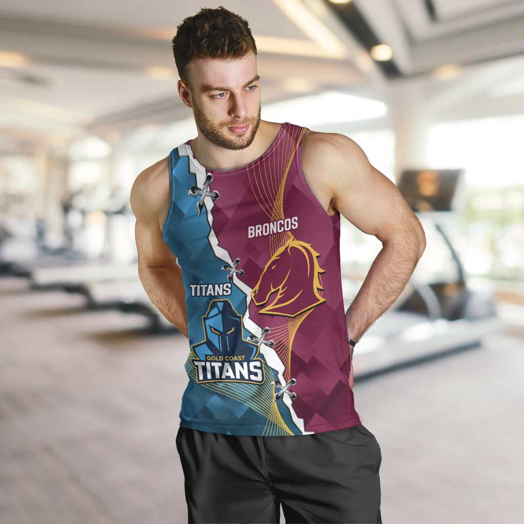 Custom Broncos And Titans Rugby 2024 Men Tank Top Dynamic Style - Vibe Hoodie Shop