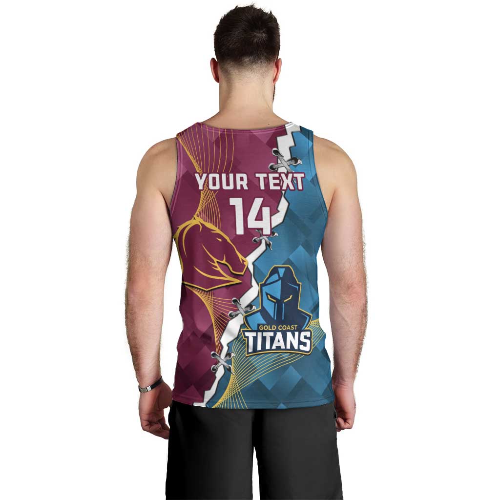 Custom Broncos And Titans Rugby 2024 Men Tank Top Dynamic Style - Vibe Hoodie Shop