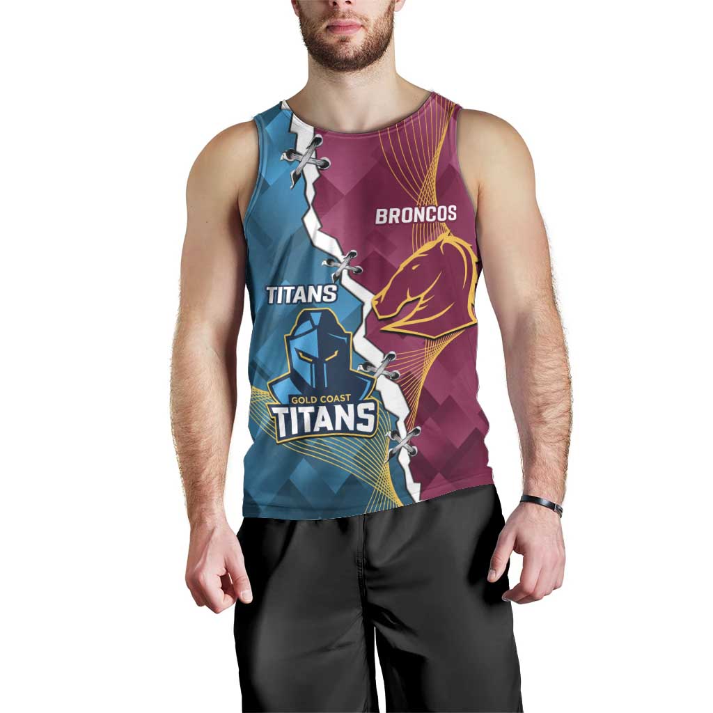 Custom Broncos And Titans Rugby 2024 Men Tank Top Dynamic Style - Vibe Hoodie Shop