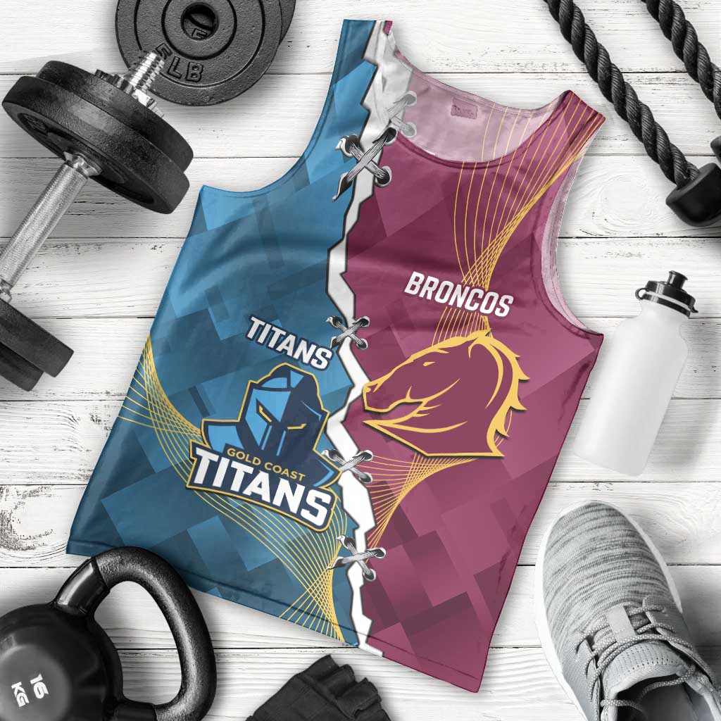 Custom Broncos And Titans Rugby 2024 Men Tank Top Dynamic Style - Vibe Hoodie Shop