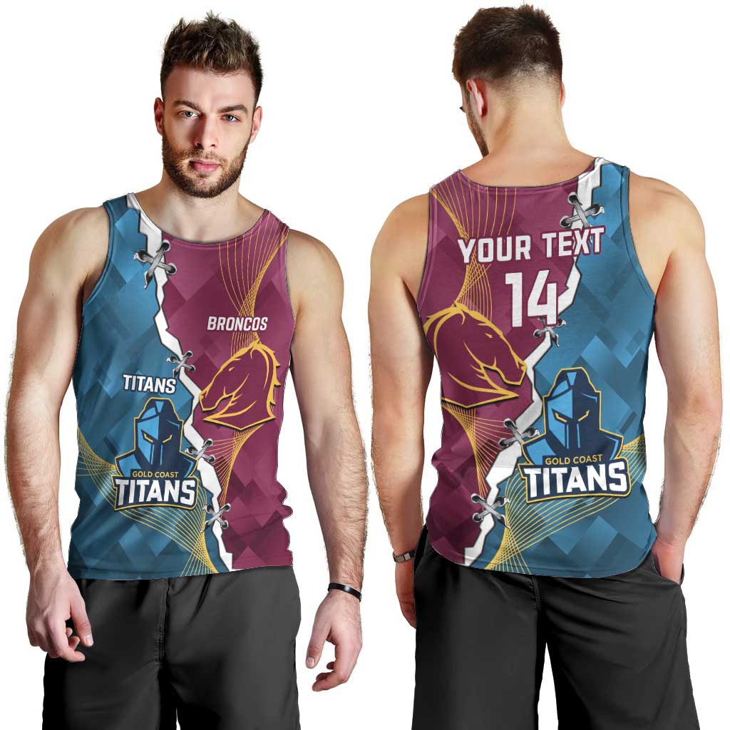 Custom Broncos And Titans Rugby 2024 Men Tank Top Dynamic Style - Vibe Hoodie Shop