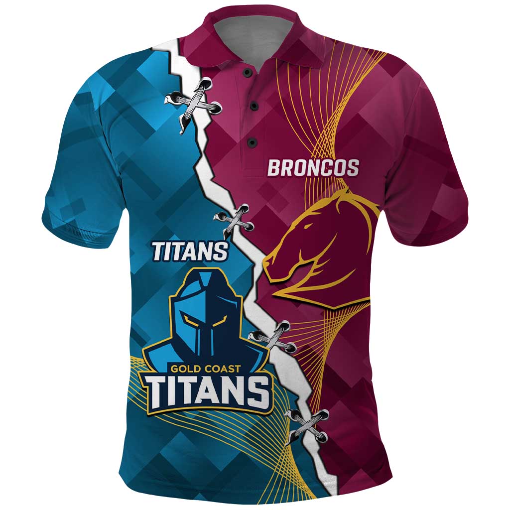 Custom Broncos And Titans Rugby 2024 Polo Shirt Dynamic Style - Vibe Hoodie Shop