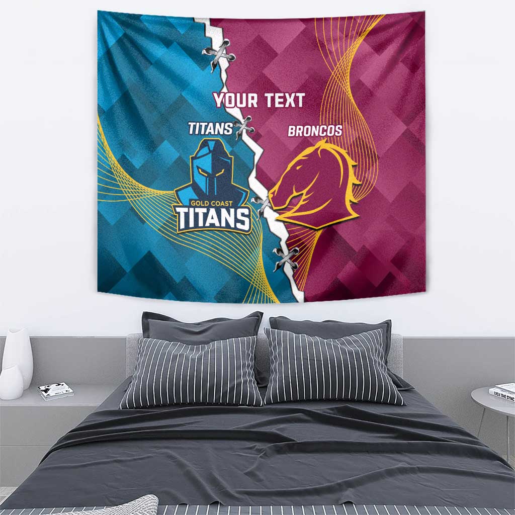 Custom Broncos And Titans Rugby 2024 Tapestry Dynamic Style - Vibe Hoodie Shop