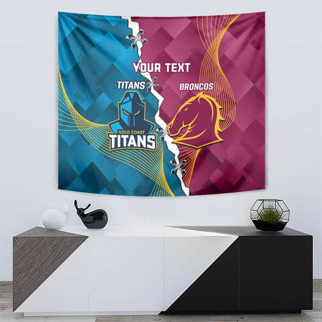 Custom Broncos And Titans Rugby 2024 Tapestry Dynamic Style - Vibe Hoodie Shop