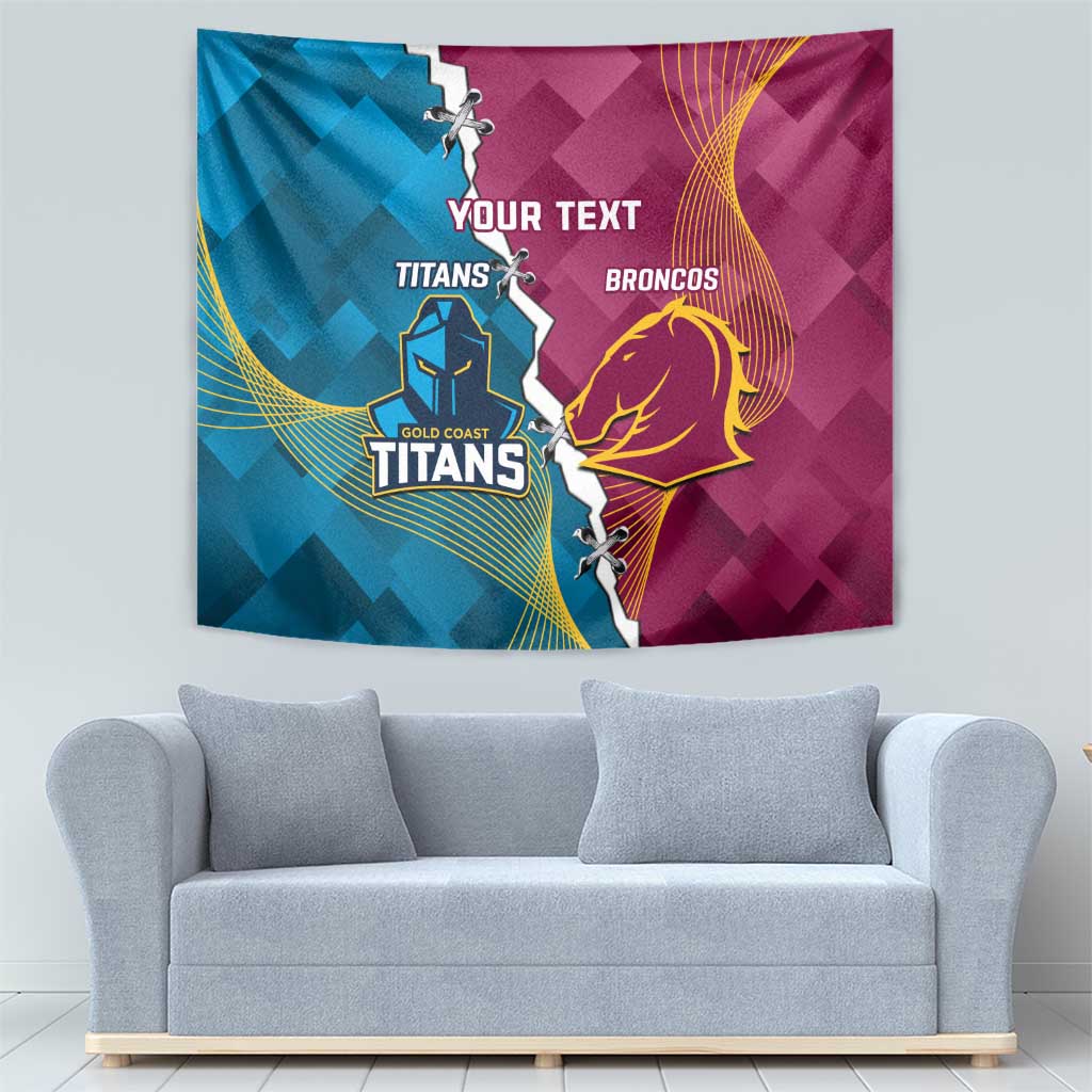 Custom Broncos And Titans Rugby 2024 Tapestry Dynamic Style - Vibe Hoodie Shop