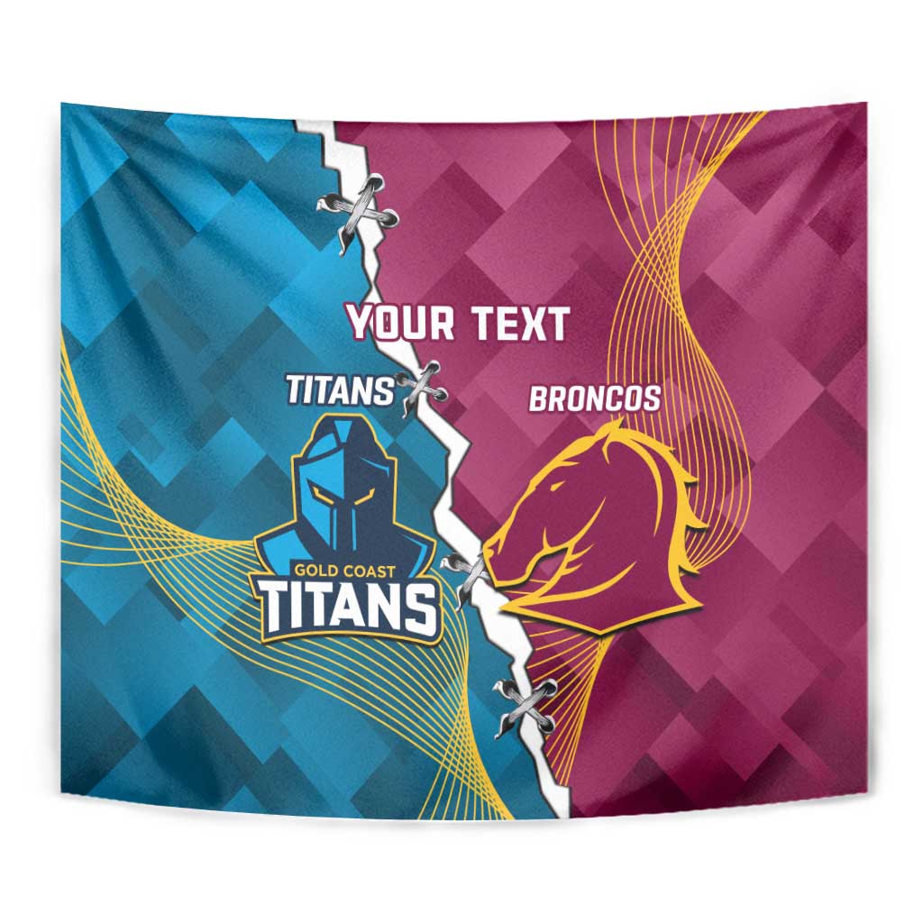 Custom Broncos And Titans Rugby 2024 Tapestry Dynamic Style - Vibe Hoodie Shop