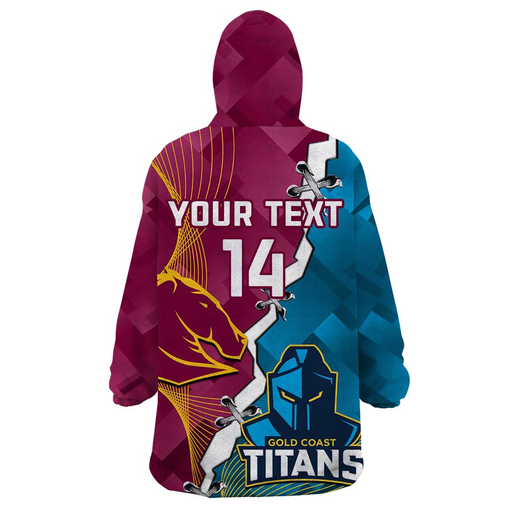 Custom Broncos And Titans Rugby 2024 Wearable Blanket Hoodie Dynamic Style - Vibe Hoodie Shop