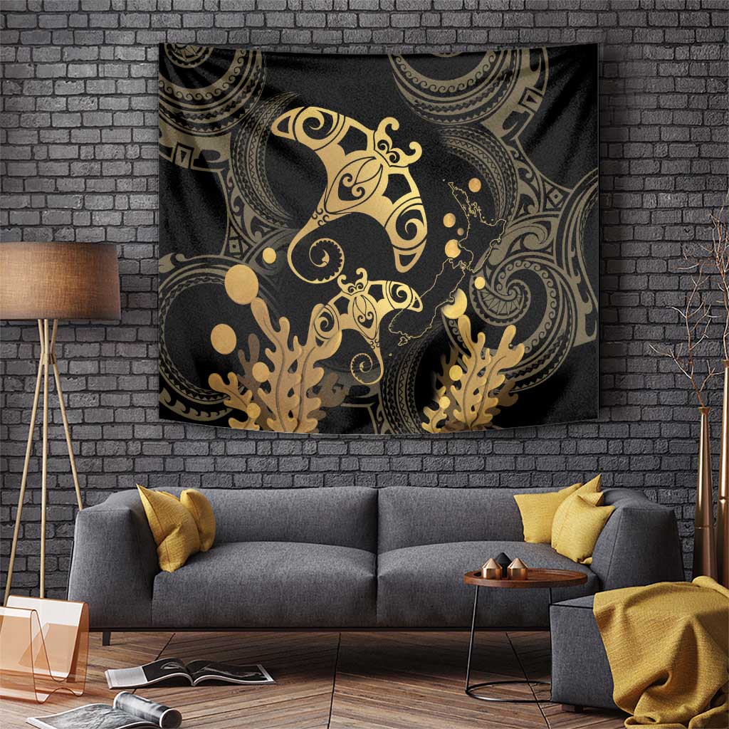 Black And Gold Aotearoa Whai Tapestry NZ Stingrays Maori Curves Style - Vibe Hoodie Shop