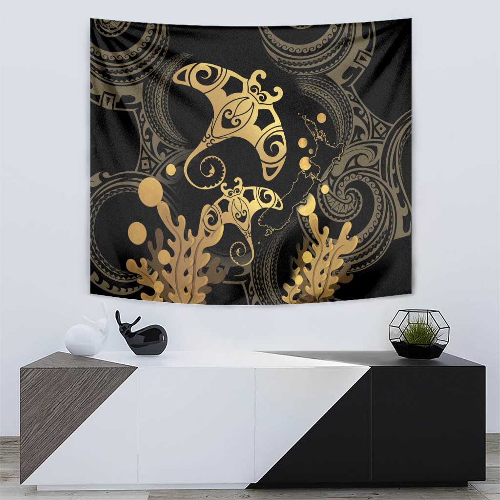 Black And Gold Aotearoa Whai Tapestry NZ Stingrays Maori Curves Style - Vibe Hoodie Shop