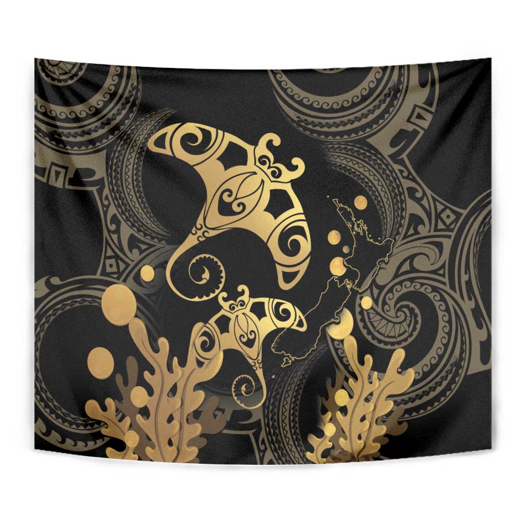 Black And Gold Aotearoa Whai Tapestry NZ Stingrays Maori Curves Style - Vibe Hoodie Shop