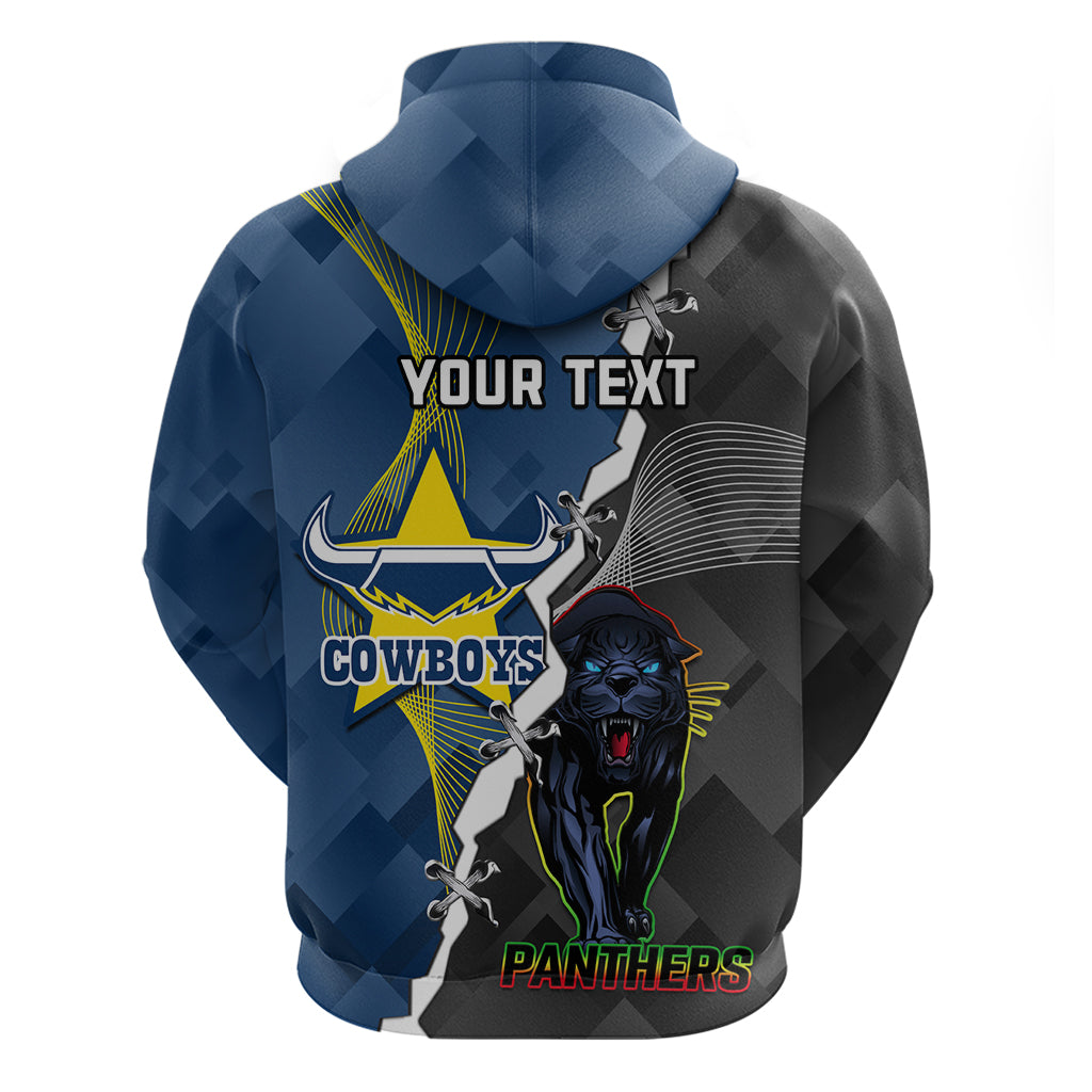 Personalised Panthers And Cowboys Rugby Hoodie Sporty Version - Vibe Hoodie Shop