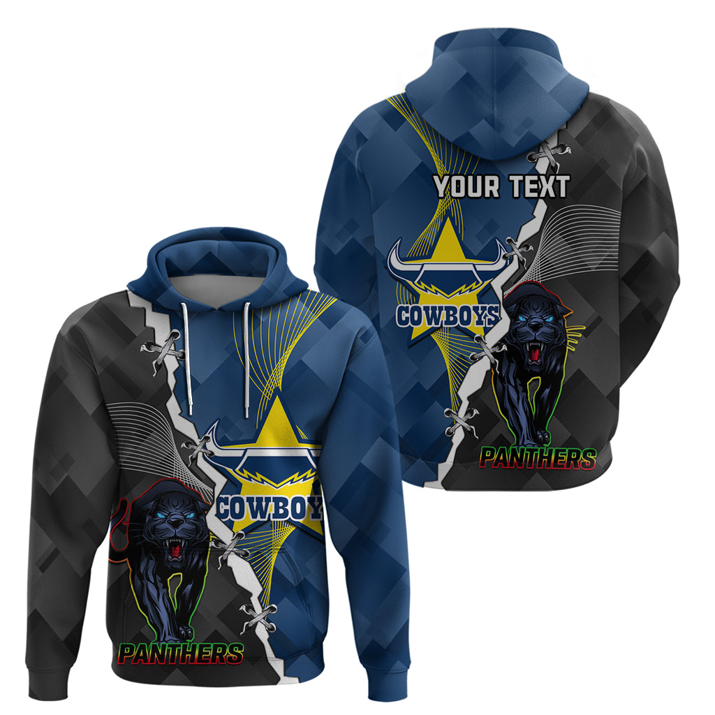 Personalised Panthers And Cowboys Rugby Hoodie Sporty Version - Vibe Hoodie Shop