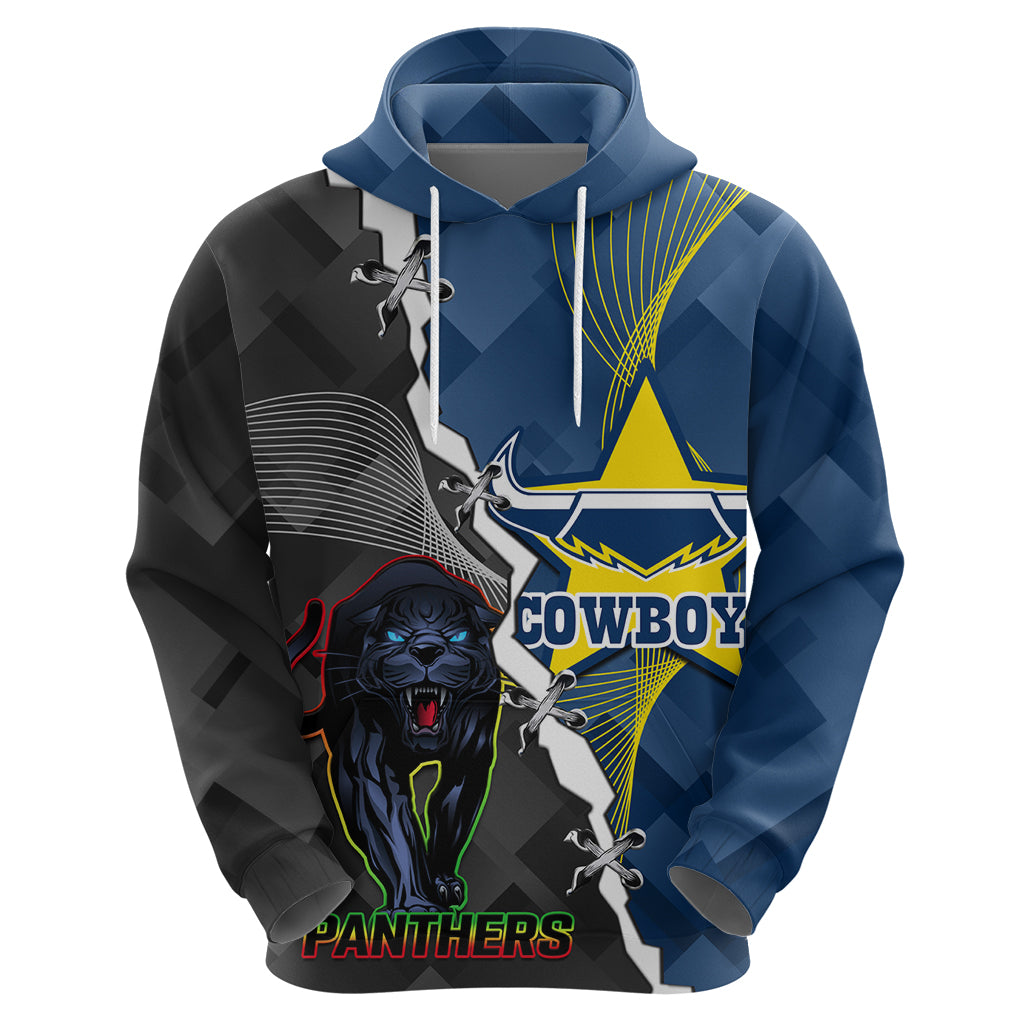 Personalised Panthers And Cowboys Rugby Hoodie Sporty Version - Vibe Hoodie Shop