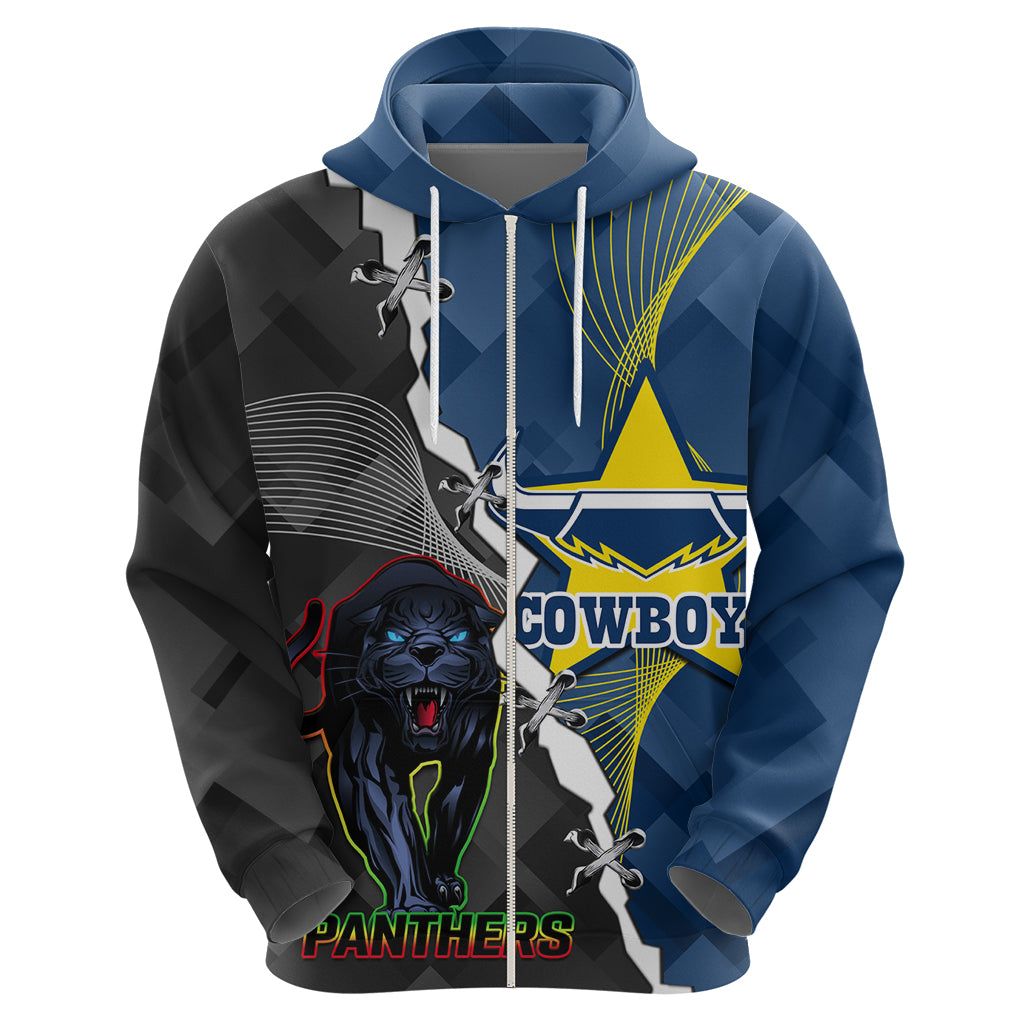 Personalised Panthers And Cowboys Rugby Hoodie Sporty Version - Vibe Hoodie Shop