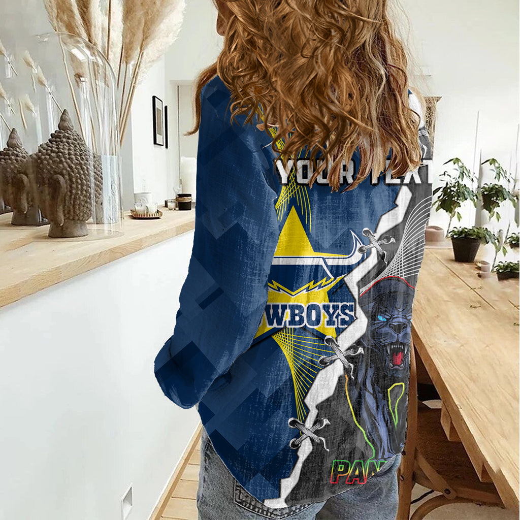 Personalised Panthers And Cowboys Rugby Women Casual Shirt Sporty Version - Vibe Hoodie Shop